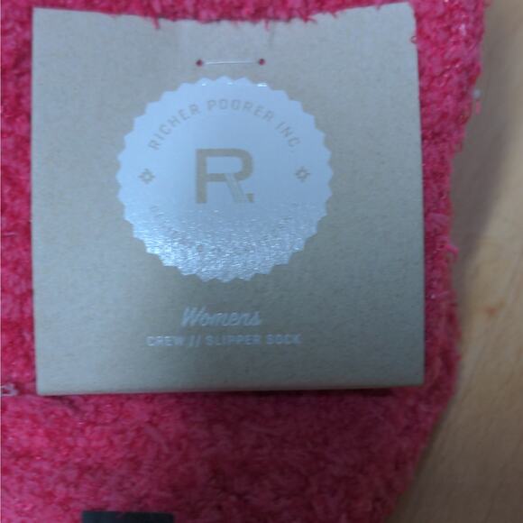 Richer Poorer Pink Hope Slipper Crew Socks Barbiecore Sticky - Size US 5-10 - Picture 6 of 7